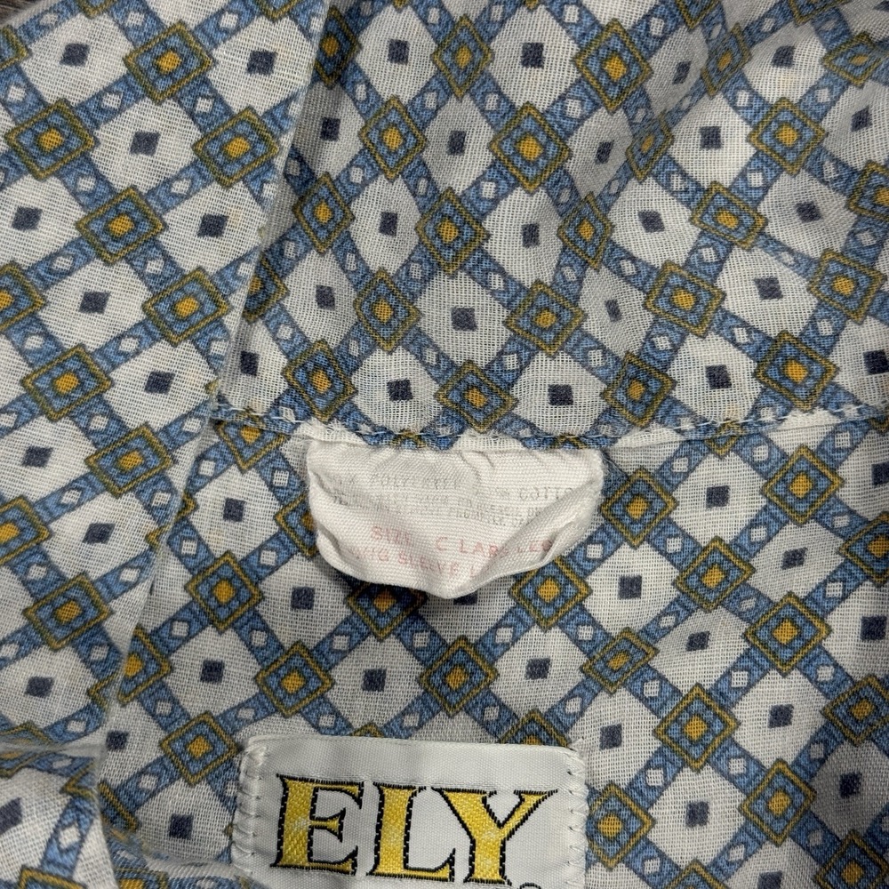 Vintage Ely Plains All Over Print 3 Button Long Sleeve Western Shirt Size Large - Picture 9 of 12